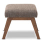 baxton studio aberdeen mid century modern walnut wood finishing and gravel fabric upholstered ottoman | Modish Furniture Store-7