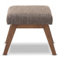 baxton studio aberdeen mid century modern walnut wood finishing and gravel fabric upholstered ottoman | Modish Furniture Store-6