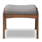 baxton studio roxy mid century modern walnut wood finishing and grey fabric upholstered ottoman | Modish Furniture Store-2