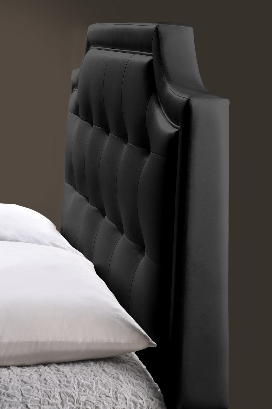 baxton studio carlotta black modern bed with upholstered headboard king size | Modish Furniture Store-5