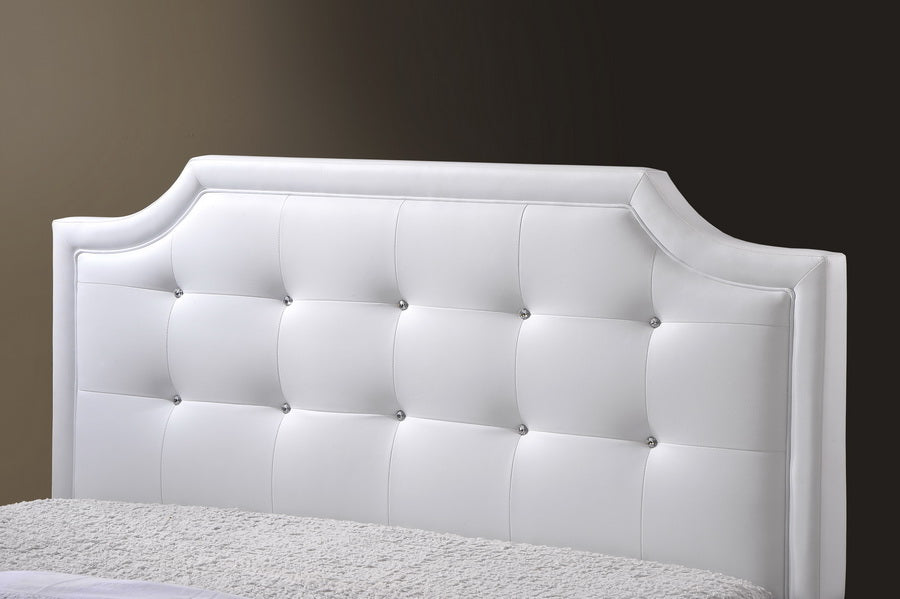 baxton studio carlotta white modern bed with upholstered headboard queen size | Modish Furniture Store-2