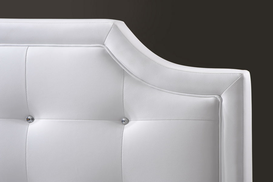 baxton studio carlotta white modern bed with upholstered headboard full size | Modish Furniture Store-3