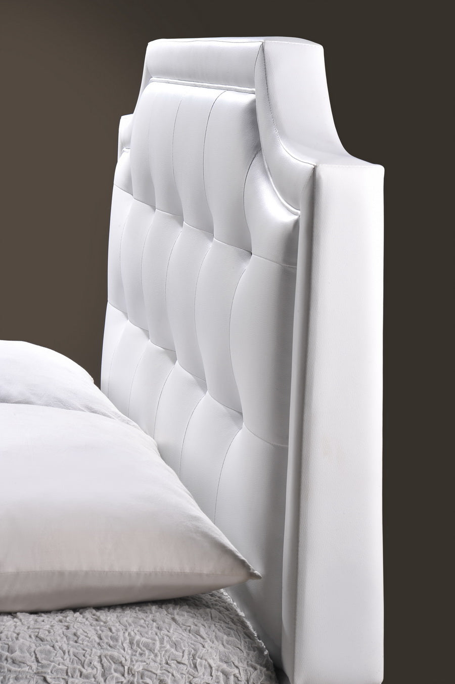baxton studio carlotta white modern bed with upholstered headboard full size | Modish Furniture Store-5
