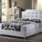 Baxton Studio Carlotta White Modern Bed with Upholstered Headboard - King Size | Modishstore | Beds