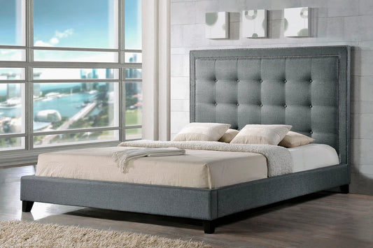 Baxton Studio Hirst Gray Platform Bed- King Size | Beds | Modishstore
