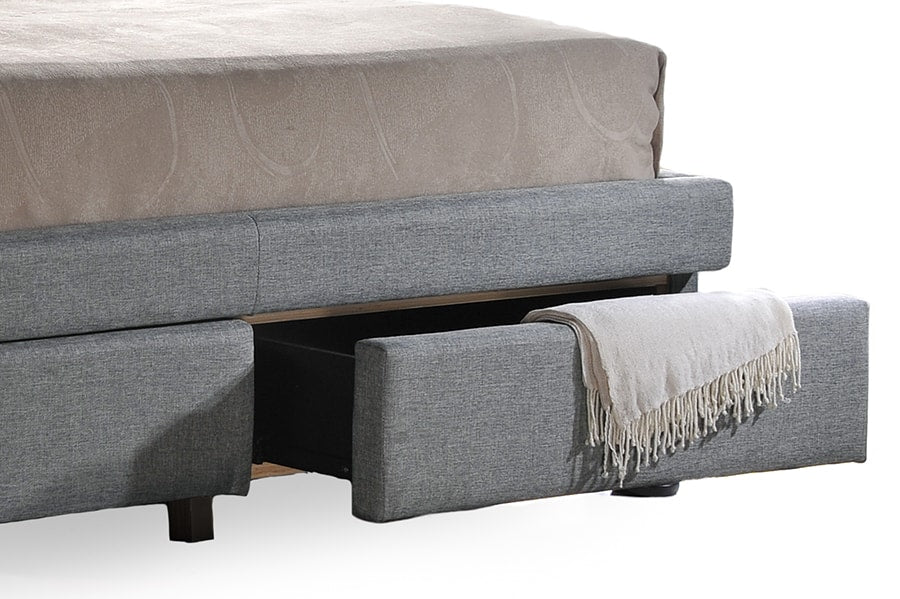 baxton studio ainge contemporary button tufted light beige fabric upholstered storage king size bed with 2 drawer | Modish Furniture Store-5