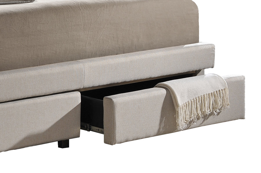 baxton studio ainge contemporary button tufted light beige fabric upholstered storage king size bed with 2 drawer | Modish Furniture Store-6