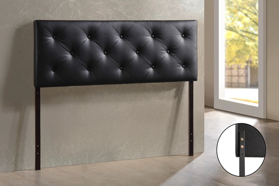 Baxton Studio Baltimore Modern and Contemporary Queen Black Faux Leather Upholstered Headboard | Headboards | Modishstore - 2