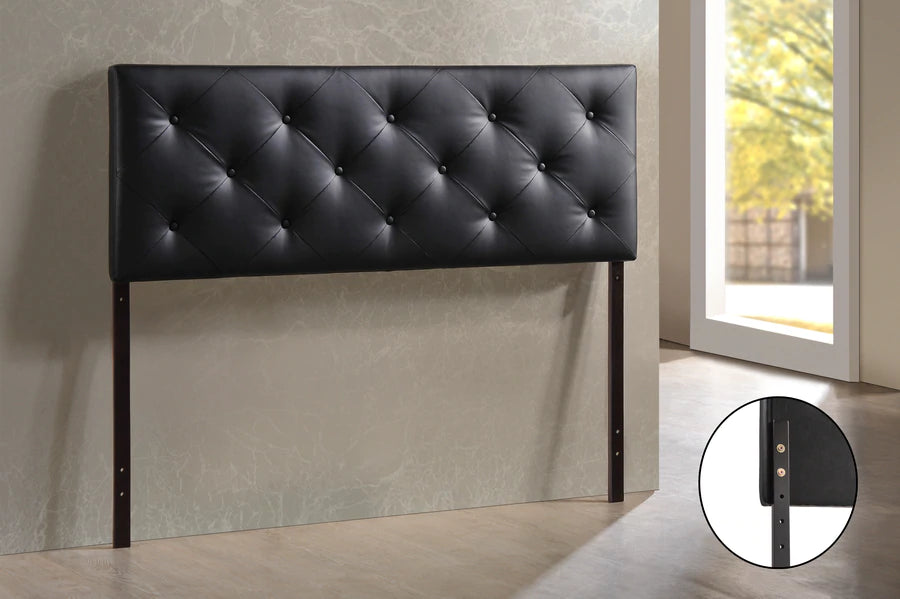 Baxton Studio Baltimore Modern and Contemporary Full Black Faux Leather Upholstered Headboard | Headboards | Modishstore - 3