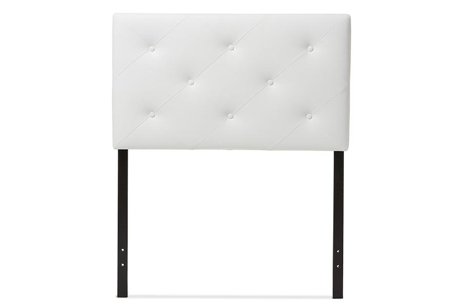 baxton studio baltimore modern and contemporary black faux leather upholstered twin size headboard | Modish Furniture Store-2