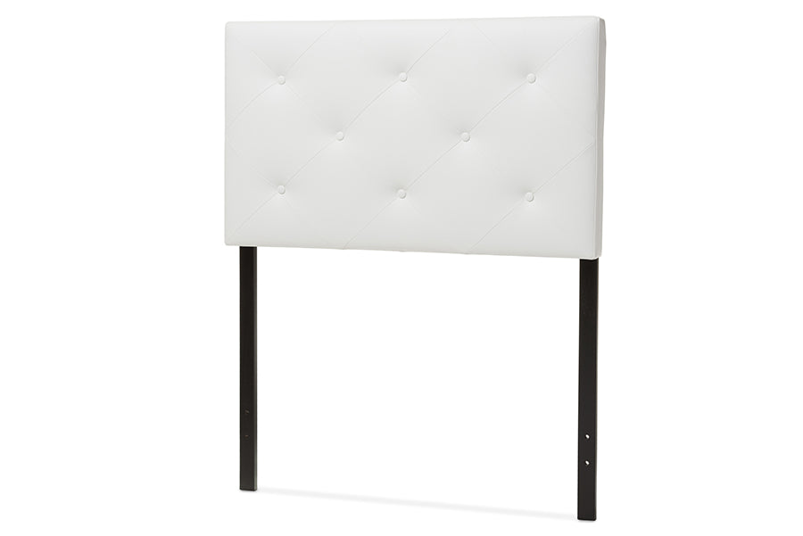 baxton studio baltimore modern and contemporary black faux leather upholstered twin size headboard | Modish Furniture Store-3