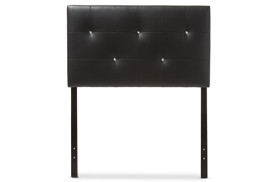 baxton studio baltimore modern and contemporary black faux leather upholstered twin size headboard | Modish Furniture Store-5
