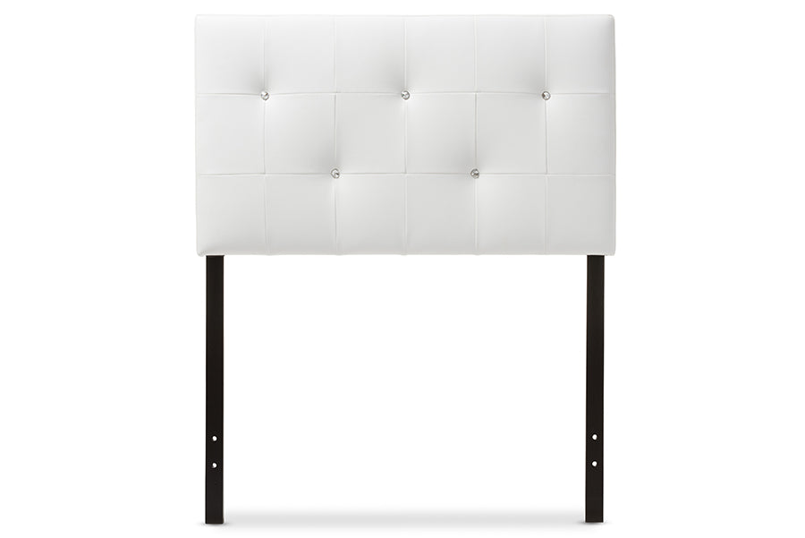 baxton studio kirchem modern and contemporary black faux leather upholstered twin size headboard | Modish Furniture Store-3