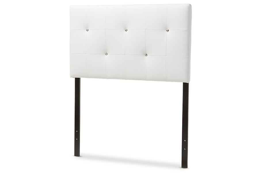 baxton studio kirchem modern and contemporary black faux leather upholstered twin size headboard | Modish Furniture Store-4