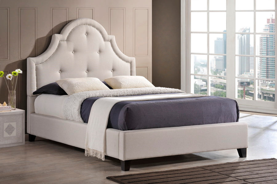 Baxton Studio Colchester Light Beige Linen Modern Platform Bed – Full Size | Beds | Modishstore