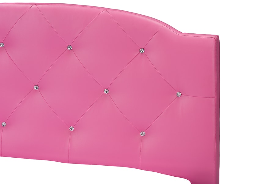 baxton studio canterbury pink leather contemporary full size bed | Modish Furniture Store-5