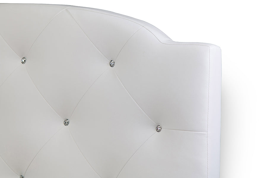 Baxton Studio Canterbury White Leather Contemporary Queen-Size Bed | Beds | Modishstore - 2