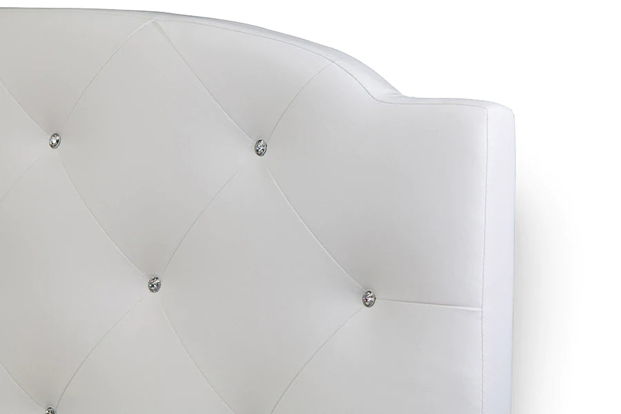 Baxton Studio Canterbury White Leather Contemporary Full-Size Bed | Beds | Modishstore - 2