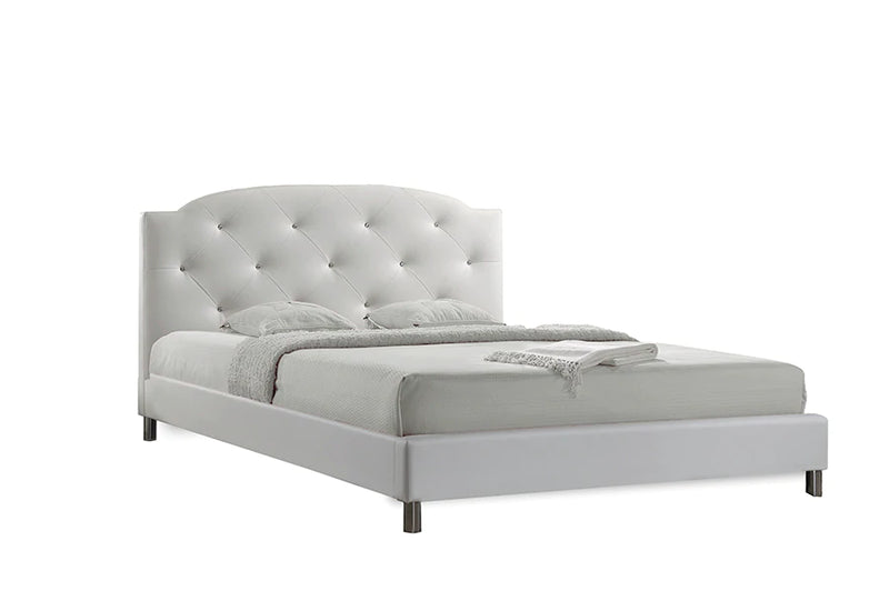 Baxton Studio Canterbury White Leather Contemporary Full-Size Bed | Beds | Modishstore