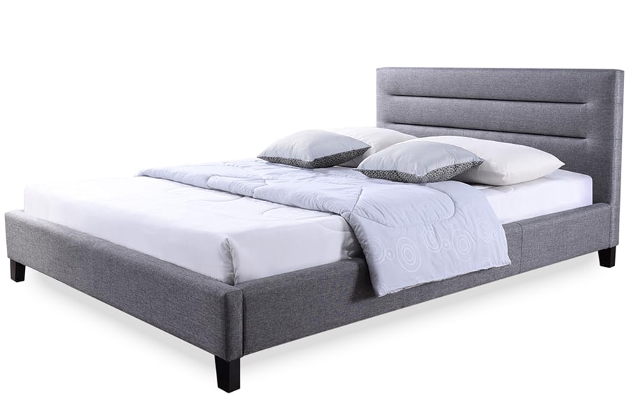 baxton studio hillary modern and contemporary full size grey fabric upholstered platform base bed frame | Modish Furniture Store-2