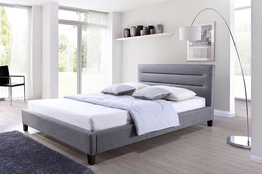 Baxton Studio Hillary Modern and Contemporary Full Size Grey Fabric Upholstered Platform Base Bed Frame | Modishstore | Beds