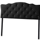 baxton studio rita modern and contemporary queen size black faux leather upholstered button tufted scalloped headboard | Modish Furniture Store-2
