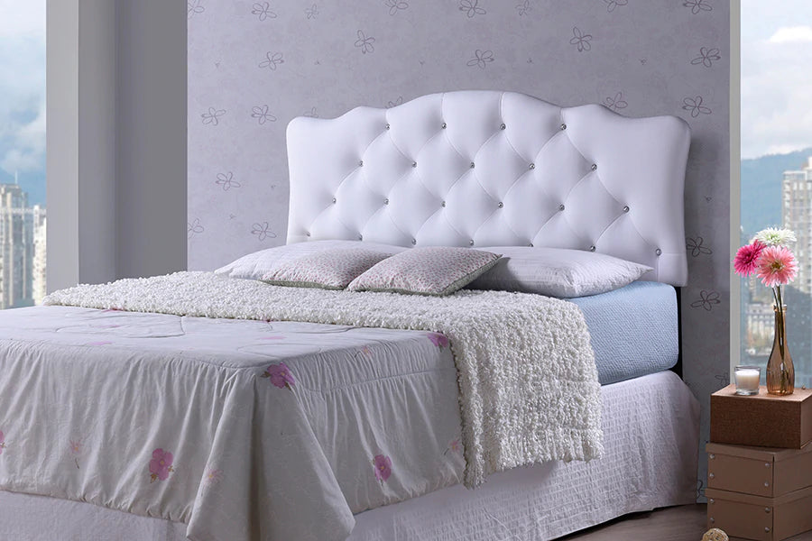 Baxton Studio Rita Modern Full Size White Faux Leather Upholstered Headboard | Headboards | Modishstore