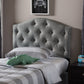 Baxton Studio Myra Modern and Contemporary Grey Fabric Upholstered Button-Tufted Scalloped Twin Size Headboard | Modishstore | Headboards