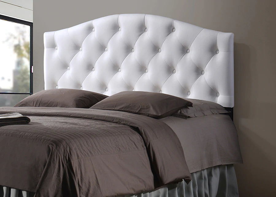 Baxton Studio Myra Modern Full Size White Faux Leather Upholstered Headboard | Headboards | Modishstore