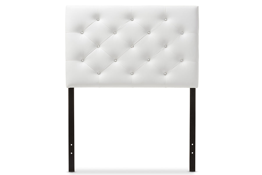 baxton studio viviana modern and contemporary grey fabric upholstered button tufted twin size headboard | Modish Furniture Store-3