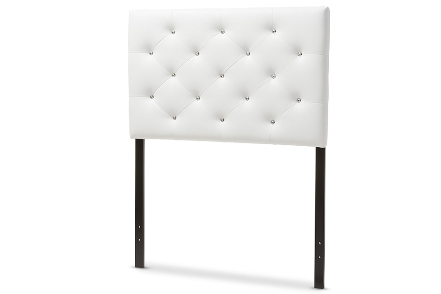 baxton studio viviana modern and contemporary grey fabric upholstered button tufted twin size headboard | Modish Furniture Store-4
