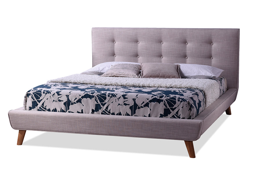 Baxton Studio Jonesy Scandinavian Style Mid-century Grey Fabric Upholstered Full Size Platform Bed | Beds | Modishstore - 5