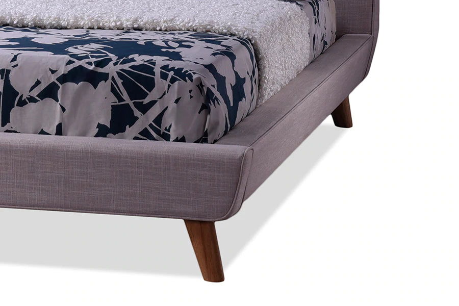 Baxton Studio Jonesy Scandinavian Style Mid-century Beige Fabric Upholstered King Size Platform Bed | Beds | Modishstore - 3
