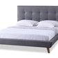 Baxton Studio Jonesy Scandinavian Style Mid-century Grey Fabric Upholstered Full Size Platform Bed | Beds | Modishstore - 2