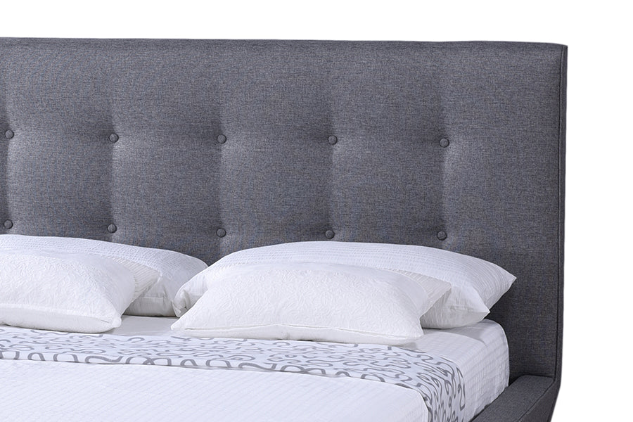 Baxton Studio Jonesy Scandinavian Style Mid-century Grey Fabric Upholstered Full Size Platform Bed | Beds | Modishstore - 3
