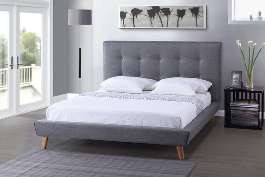 Baxton Studio Jonesy Scandinavian Style Mid-century Grey Fabric Upholstered Queen Size Platform Bed | Beds | Modishstore