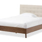 Baxton Studio Alinia Mid-century Retro Modern Grey Fabric Upholstered Walnut Wood Queen Size Platform Bed | Beds | Modishstore - 6