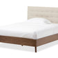 Baxton Studio Alinia Mid-century Retro Modern Grey Fabric Upholstered Walnut Wood Full Size Platform Bed | Beds | Modishstore - 7