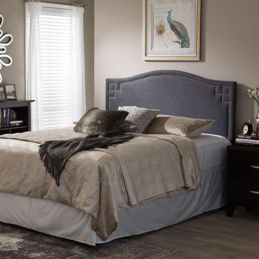 Baxton Studio Aubrey Modern and Contemporary Dark Grey Fabric Upholstered Queen Size Headboard | Headboards | Modishstore - 2