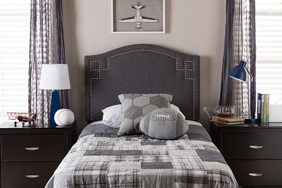 Baxton Studio Aubrey Modern and Contemporary Dark Grey Fabric Upholstered Twin Size Headboard | Modishstore | Headboards
