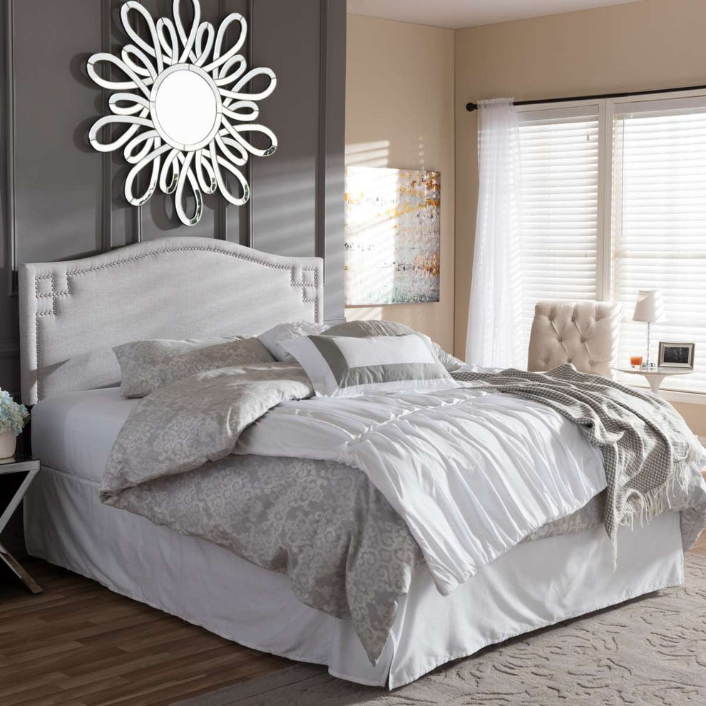 Baxton Studio Aubrey Modern and Contemporary Grayish Beige Fabric Upholstered Full Size Headboard | Headboards | Modishstore - 3