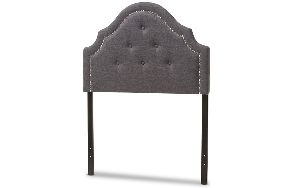 baxton studio aubrey modern and contemporary dark grey fabric upholstered twin size headboard | Modish Furniture Store-5