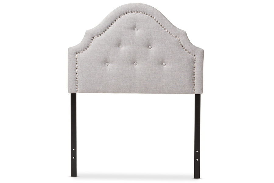 baxton studio cora modern and contemporary dark grey fabric upholstered twin size headboard | Modish Furniture Store-3
