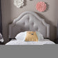 baxton studio cora modern and contemporary dark grey fabric upholstered twin size headboard | Modish Furniture Store-2