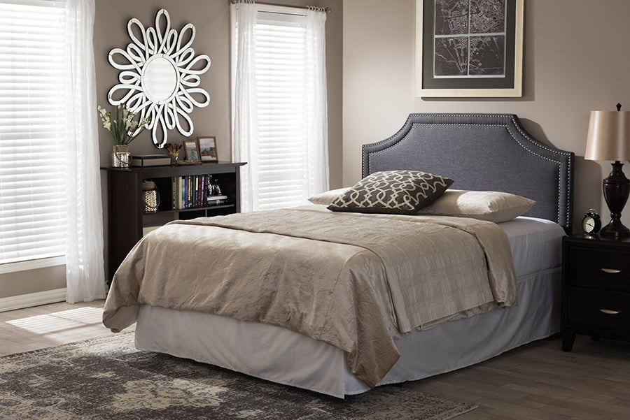 Baxton Studio Avignon Modern and Contemporary Dark Grey Fabric Upholstered Full Size Headboard | Modishstore | Headboards