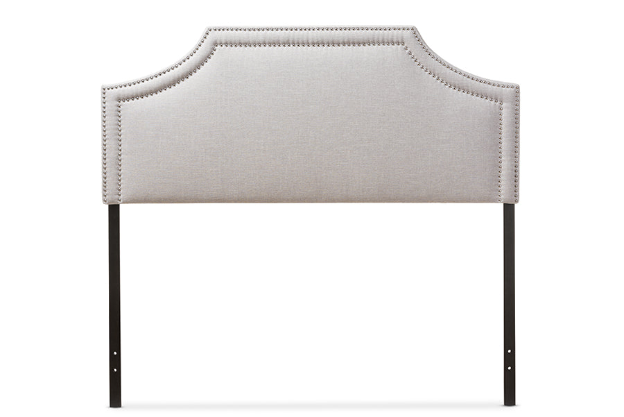 baxton studio avignon modern and contemporary dark grey fabric upholstered queen size headboard | Modish Furniture Store-2