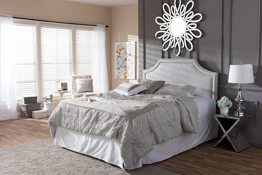 Baxton Studio Avignon Modern and Contemporary Grayish Beige Fabric Upholstered King Size Headboard | Modishstore | Headboards