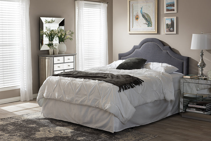 Baxton Studio Rita Modern and Contemporary Dark Grey Fabric Upholstered King Size Headboard | Modishstore | Headboards