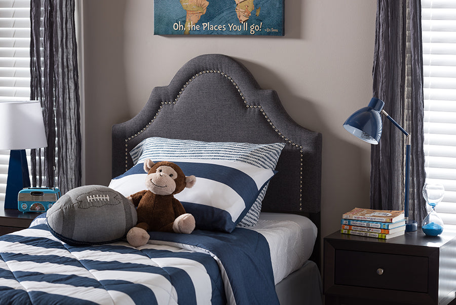 Baxton Studio Rita Modern and Contemporary Dark Grey Fabric Upholstered Twin Size Headboard | Modishstore | Headboards