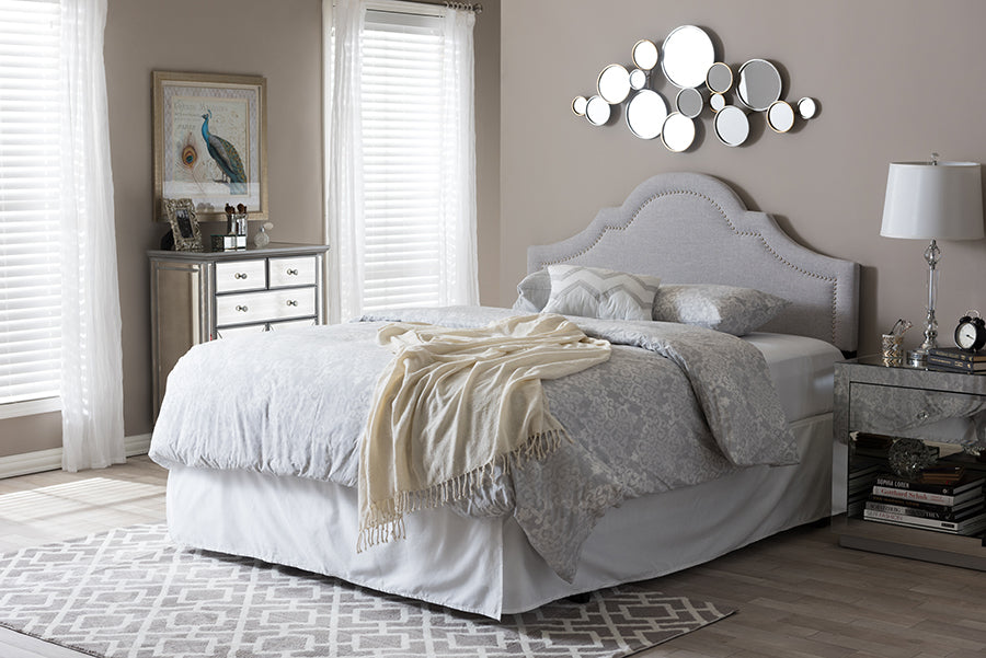 Baxton Studio Rita Modern and Contemporary Grayish Beige Fabric Upholstered Queen Size Headboard | Modishstore | Headboards